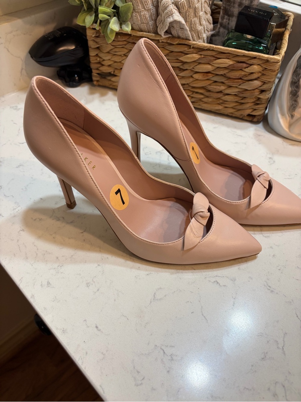 Ted Baker London Blush Pink Knotted Pointed-Toe Pumps - Picture 3 of 6